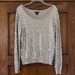 H&M Tan/ Putty Sequined Sweater Medium